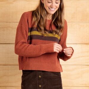 Toad&Co Women's Rust and Yellow Crew Neck Sweater